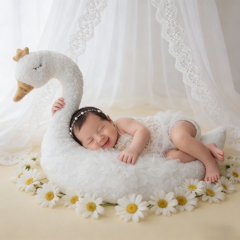 Baby Clothing Products - Pasgeboren fotografie-accessoire Zwaan-kanten outfitset voor babyfotoshoot