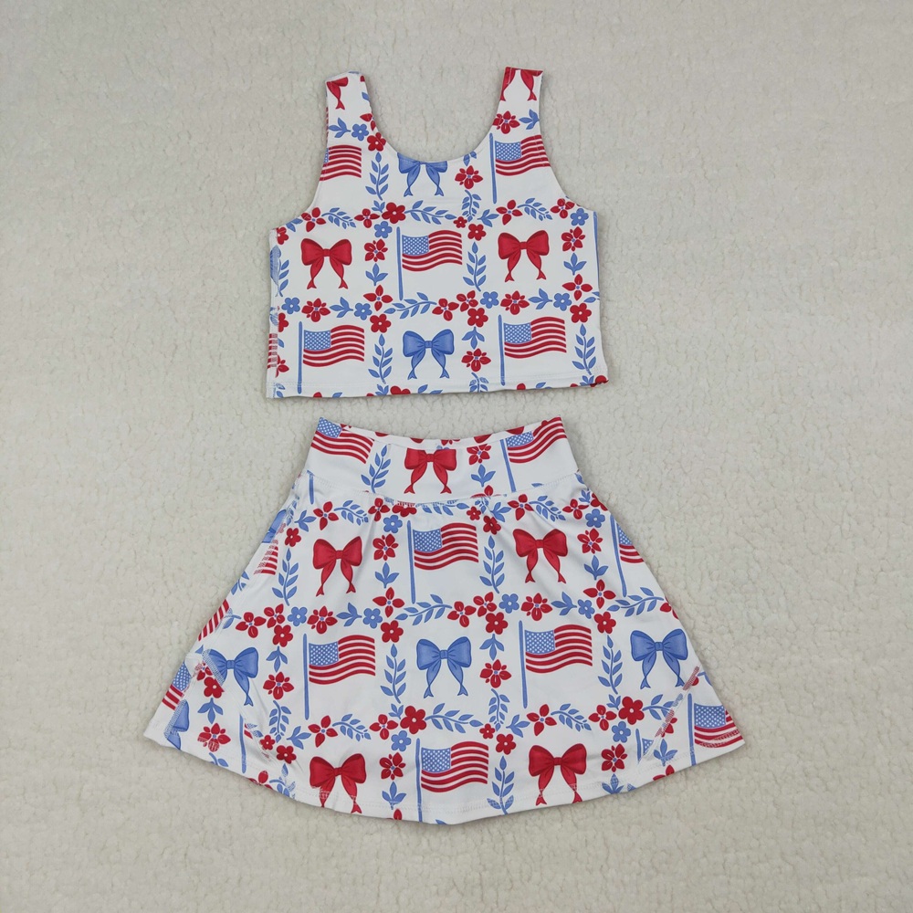 Baby Clothing Wholesale - Groothandel Peuter Vlaggen Strikjes Shirt Rok