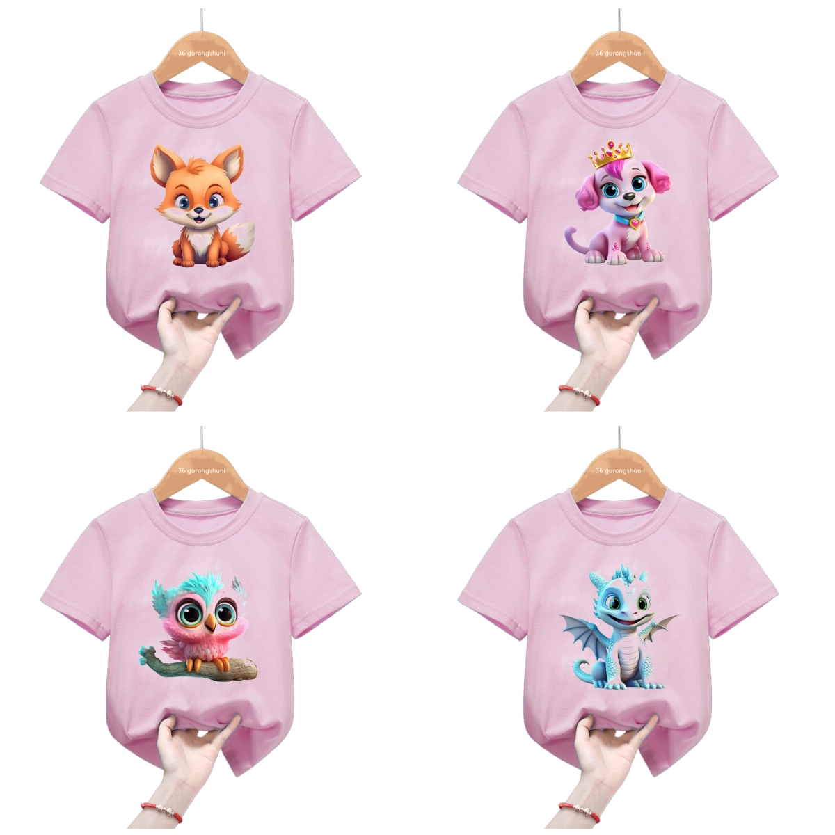 Baby Clothing Elephant - Roze Tops Kawaii Kleine Olifant Draak