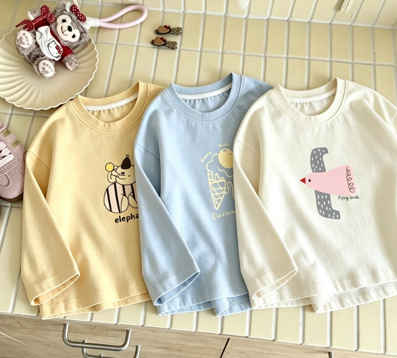 Baby Clothing Elephant - Baby Cartoon Olifant IJsje Vogel T-shirt